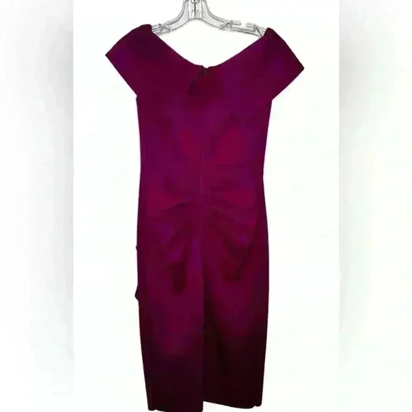 Xscape Waterfall Off The Shoulder Ruffle Formal Dress Purple Sz 4 (D197) - Picture 5 of 11